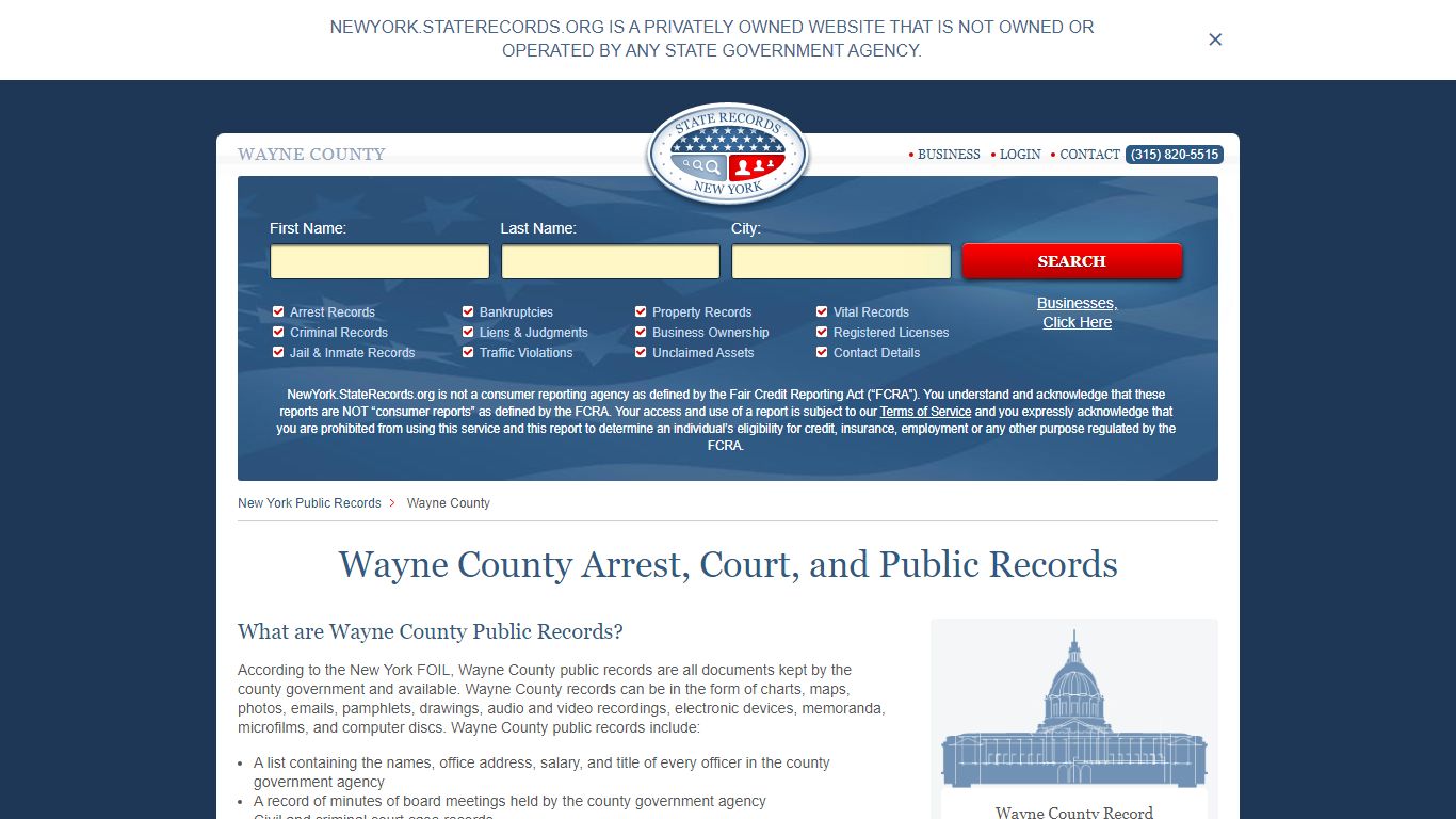 Wayne County Arrest, Court, and Public Records